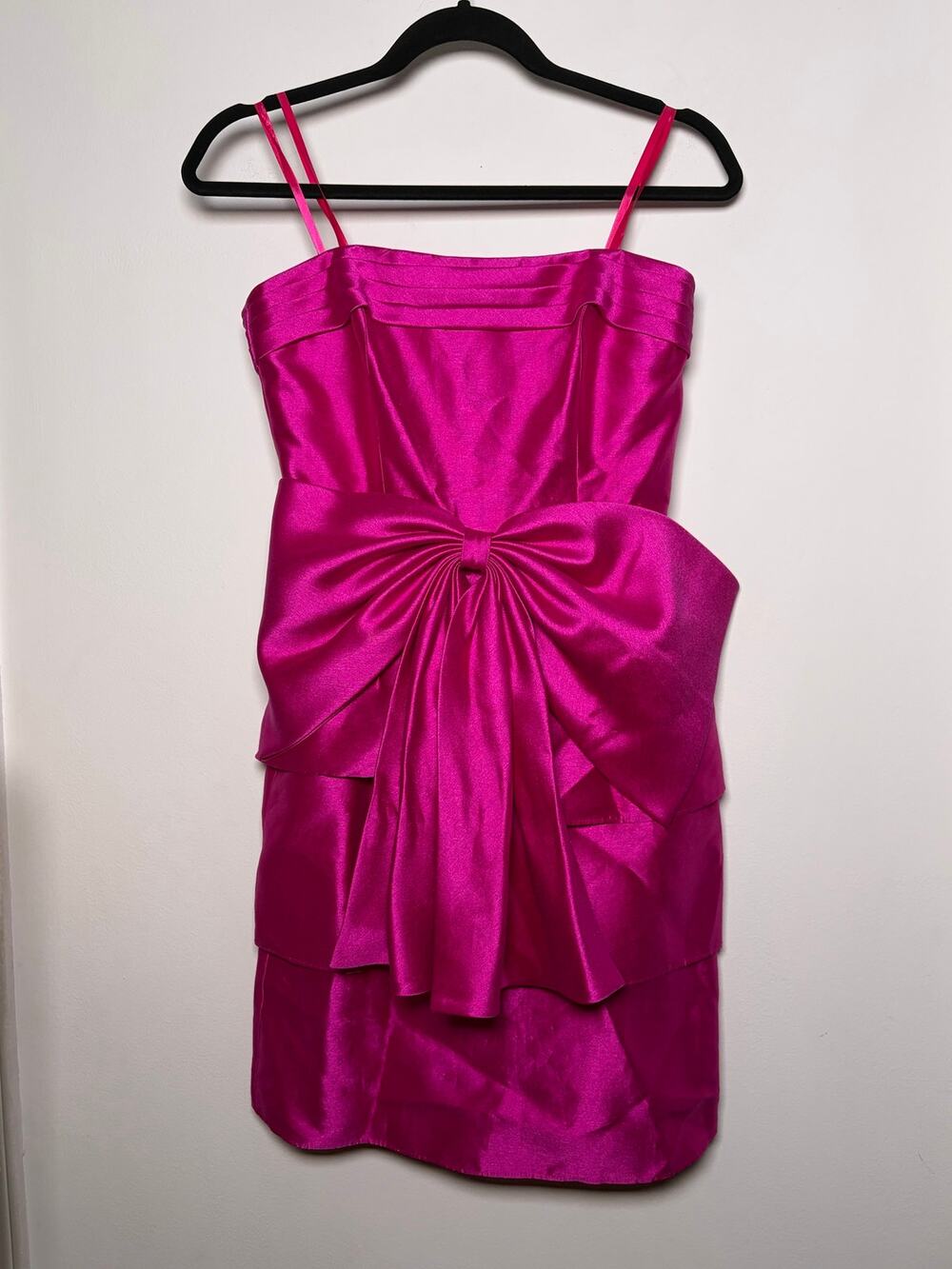 Christian Lacroix Mainline c.1994 fuchsia strapless bow cocktail dress XS